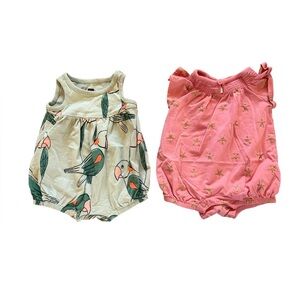 Tea Collection Bubble Romper Bundle Baby Girl Size 0-3 Months Parrot Starfish